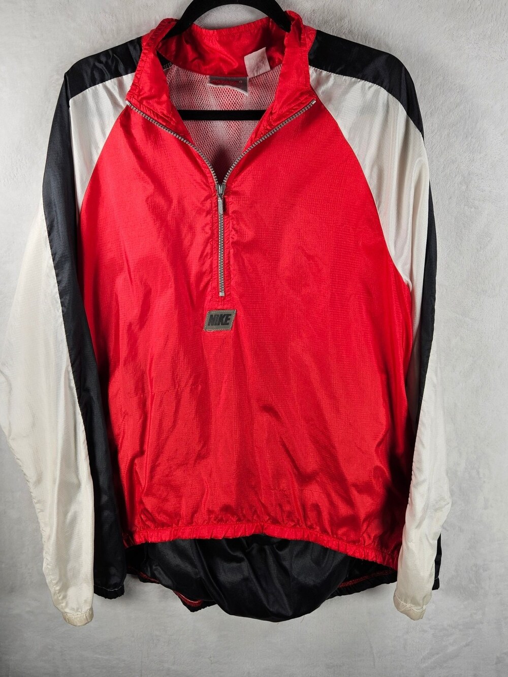 Vintage 90s Nike Windbreaker Jacket Quarter Zip Color Block Red Men's Size Large